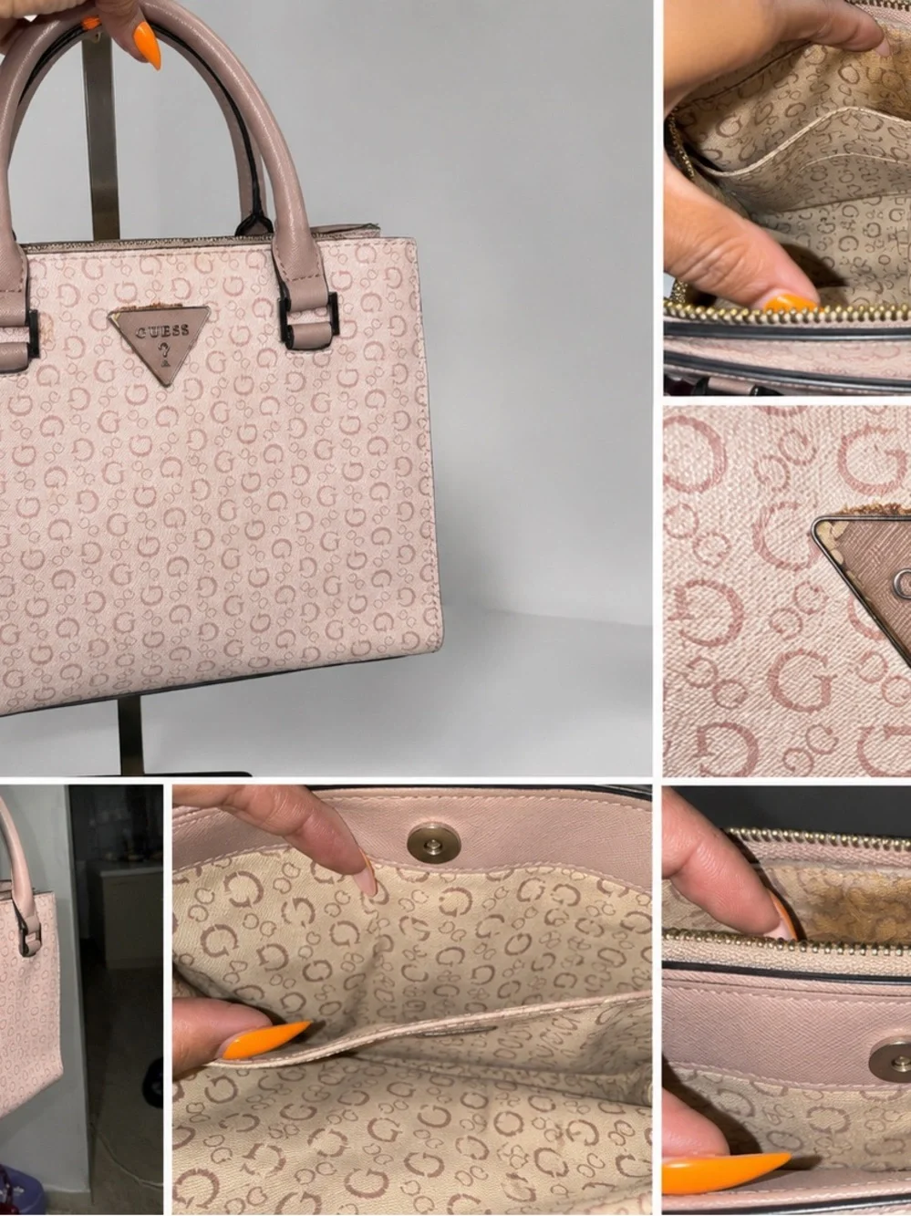 GUESS Blush Pink Monogram Satchel